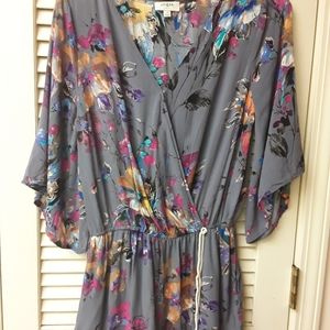 Grey Watercolor Abstract Boho Romper Flowy UMGEE